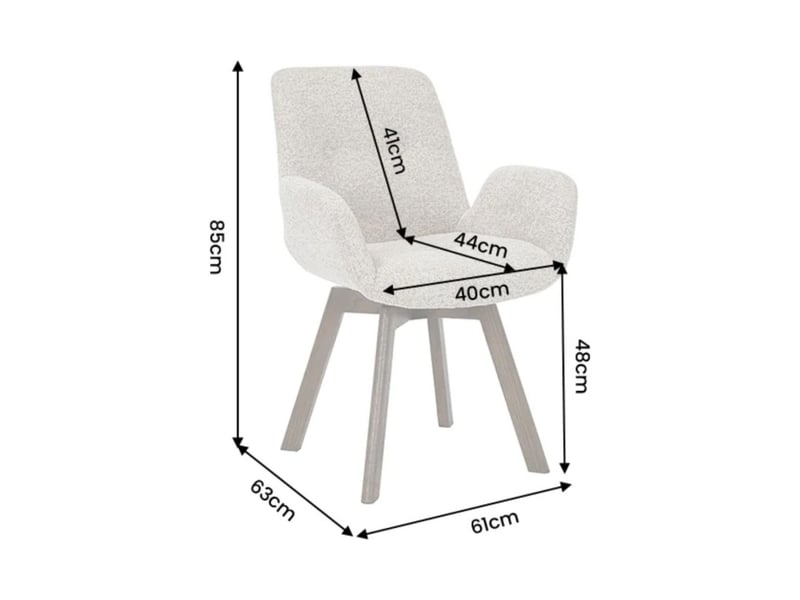  Lot de 2 chaises design sorrano pivotantes à 360° en tissu tweed taupe et pieds en chêne foncé  - Conforama C