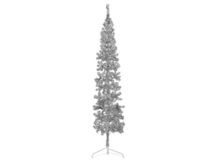 Demi sapin de noël, arbre de noël artificiel mince avec support argenté 240 cm