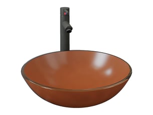 Lavabo de bain, vasque à poser avec robinet et drain à poussoir verre trempé cf65656