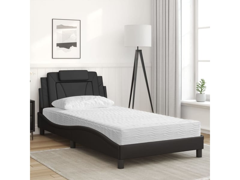  Lit viana avec matelas noir 100x200 cm similicuir  - Conforama C