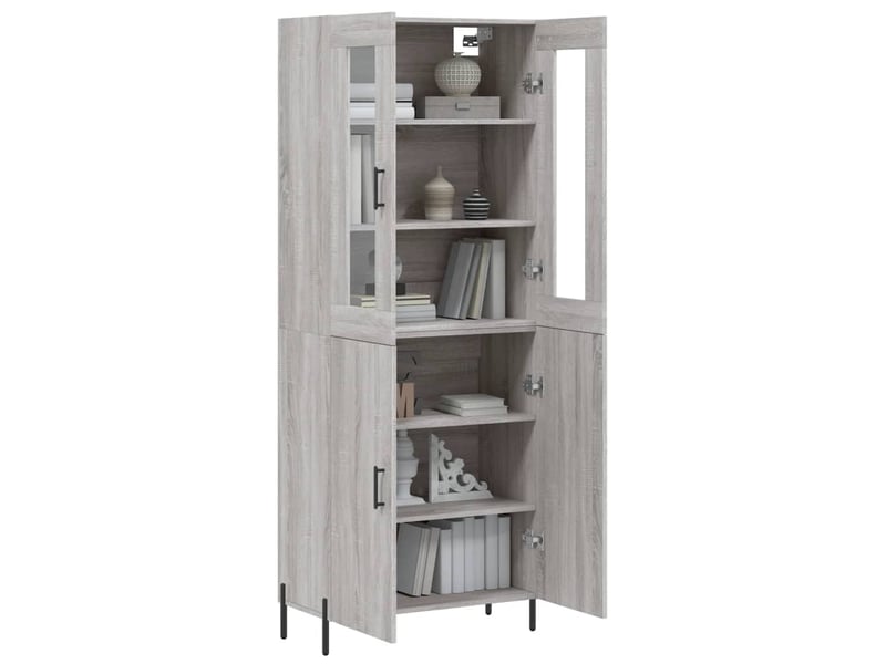 Buffet haut - bahut - meuble de rangement sonoma gris 69,5x34x180 cm bois d'ingénierie - Conforama C