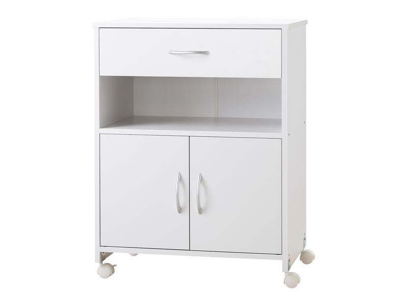  Support pour imprimante à 4 roulettes, tiroir et armoire, 60 x 39 x 80 cm - blanc  - Conforama B