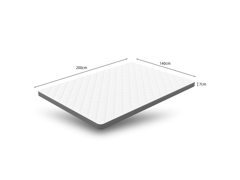  Matelas double 140x200x7 cm h3 en mousse blanc et gris, 7 zones de soutien sur les deux faces pour la chambre  - Conforama C