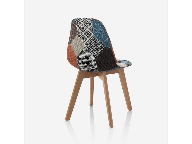  Lot de 4 chaises rembourrées en tissu patchwork victoria  - Conforama D