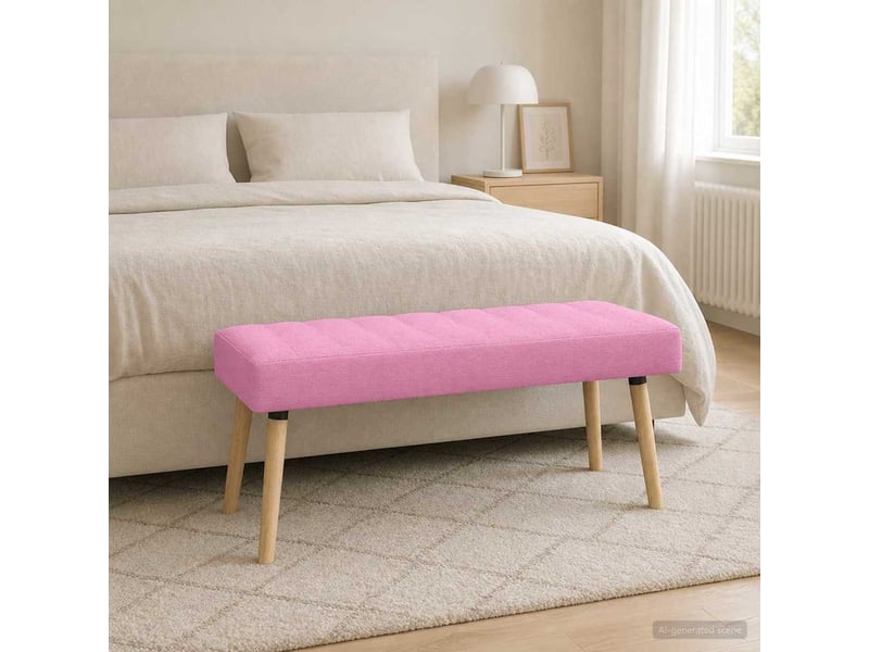  Banc chambre, bout de lit, banc capitonné canal rose 110x40x46 cm tissu  - Conforama B