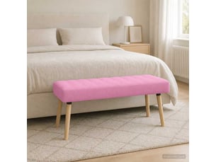 Banc chambre, bout de lit, banc capitonné canal rose 110x40x46 cm tissu