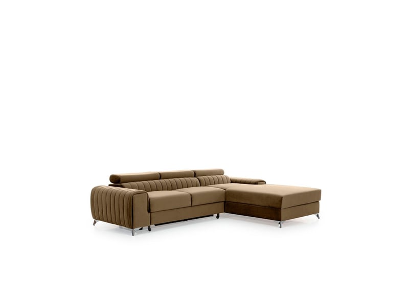 Canapé d'angle droit marron clair convertible 3 places jayson convertible 3 places  - Conforama C