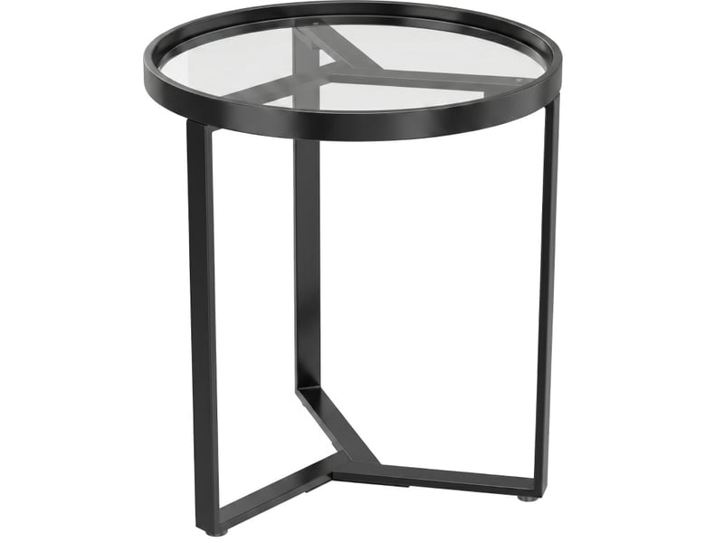  Table d'appoint ronde noire 45 x 45 x 50 cm en verre trempé et métal géométrique  - Conforama A
