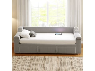 Canapé d'angle réversible convertible 2 places Velours Gris clair