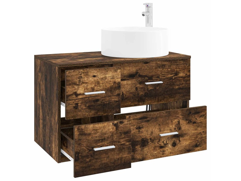 Ensemble de mobilier de salle de bain 2 pc chêne fumé cf64082 - Conforama C