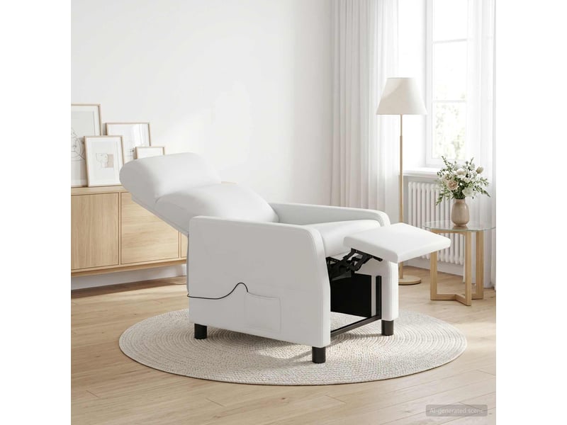  Vidaxl fauteuil de massage inclinable blanc simili cuir  - Conforama B