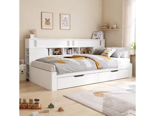 Lit simple 90x190 cm ELVMI coloris blanc