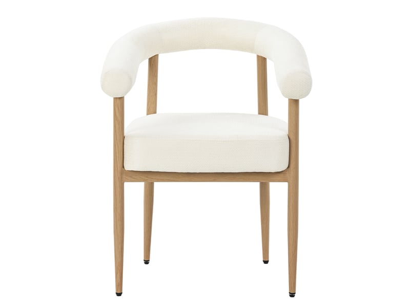  Lot de 6 chaises de salle à manger 48,5x40,5x78 cm, blanc, ergonomique, patins réglables, style contemporain, métal, tissu  - Conforama A