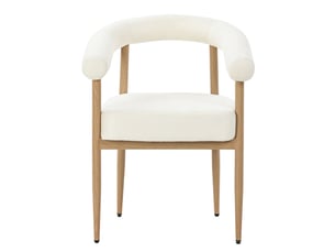 Lot de 6 chaises de salle à manger 48,5x40,5x78 cm, blanc, ergonomique, patins réglables, style contemporain, métal, tissu