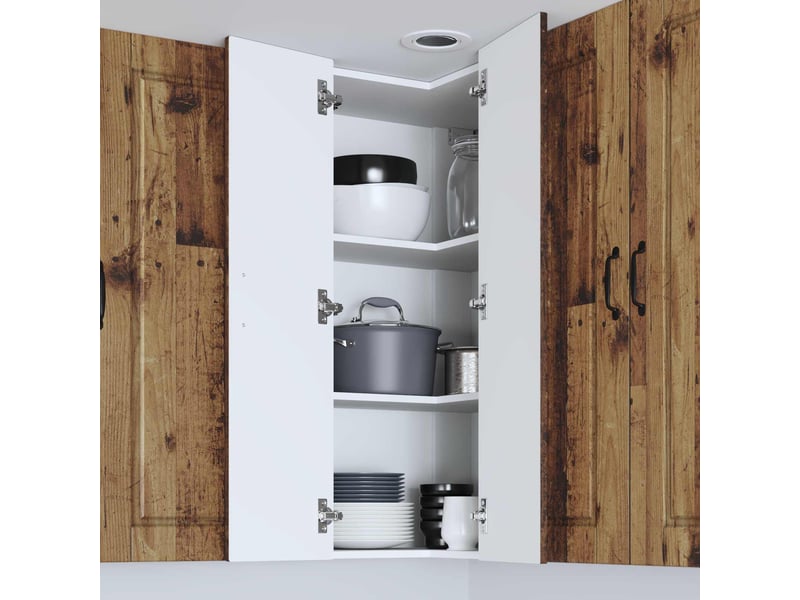Meuble mural de cuisine, armoire d'angle cuisine porto bois ancien 57x57x100cm - Conforama D