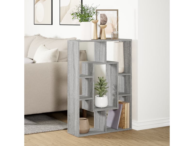 Bibliothèque, meuble de rangement salon sonoma gris 63x20x90 cm bois d'ingénierie - Conforama D