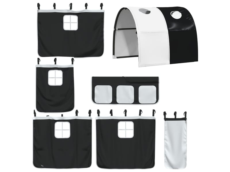  Rideaux pour lit mezzanine avec tunnel blanc et noir polyester cf44931  - Conforama C