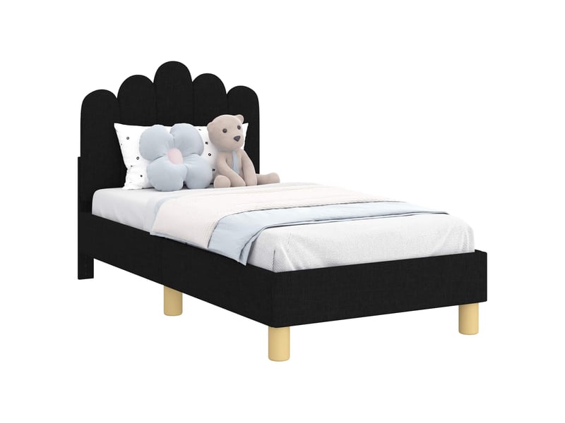 Lit simple- lit adulte - cadre de lit pour tout-petit avec tête de lit noir 70 x 140 cm - Conforama A