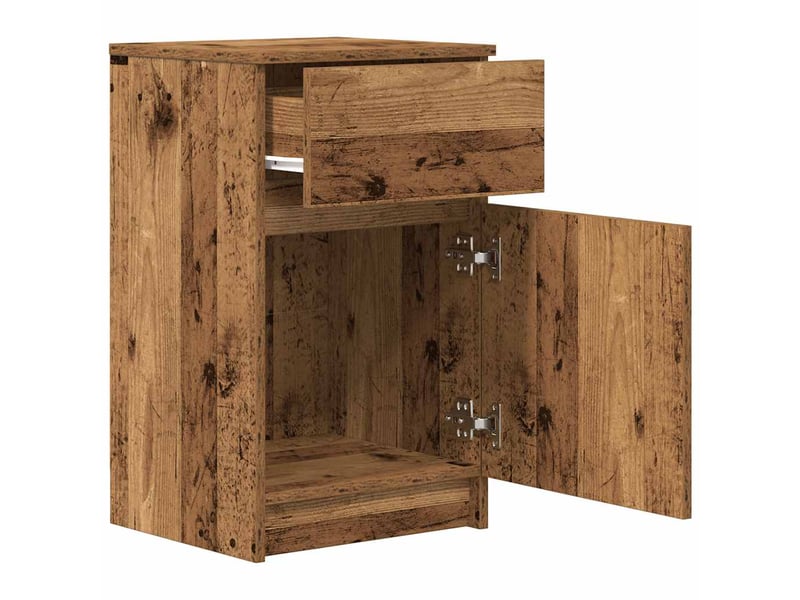  Lot de 2 tables de chevet - cabinet de chevet - table de nuit vieux bois 39x35x65 cm bois d'ingénierie  - Conforama E