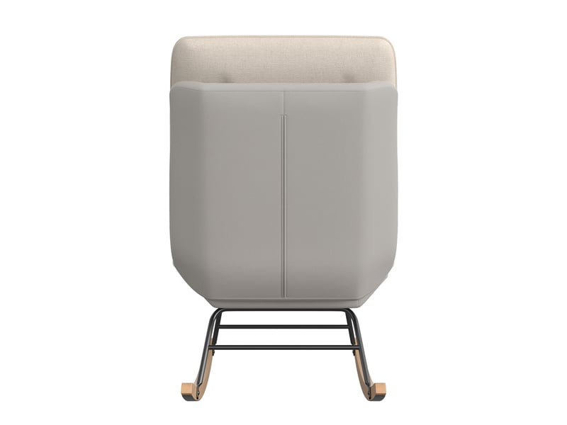 Fauteuil à bascule - 59 x 90 x 70 cm - beige et gris - dossier inclinable 5 positions avec tissu lin et similicuir - Conforama E