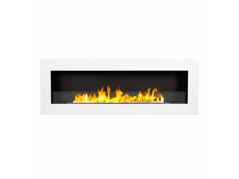  Livorno 120 - cheminée à bioéthanol murale ou encastrable 120 x 40 x 15 cm avec brûleur de 1,25 l en acier blanc  - Conforama A