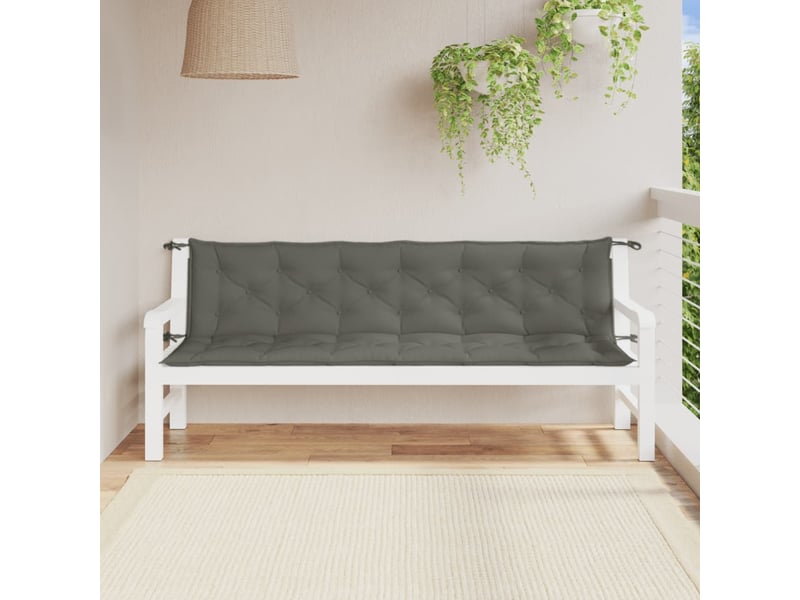  Lot de 2 coussins de banc de jardin, coussins d'assise gris foncé mélangé tissu cf58660  - Conforama C