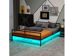 Lit simple 90x200 cm <strong>HAVRYA</strong>  <strong></strong> coloris noir