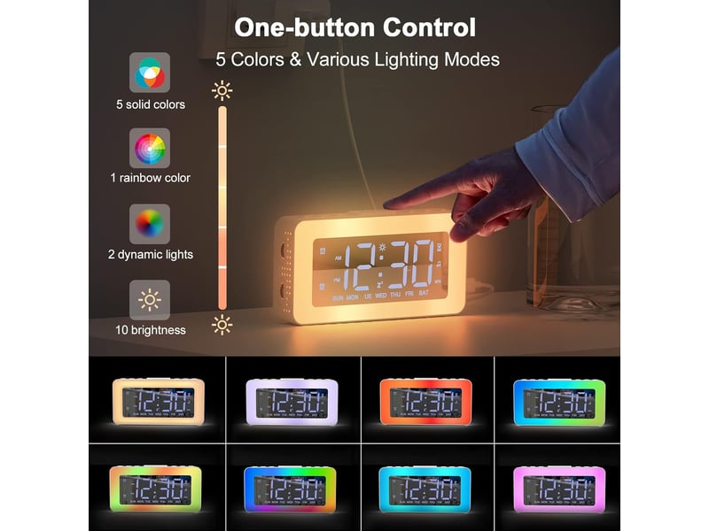  Miroir horloge numérique led avec 8 modes lumière  - Conforama D