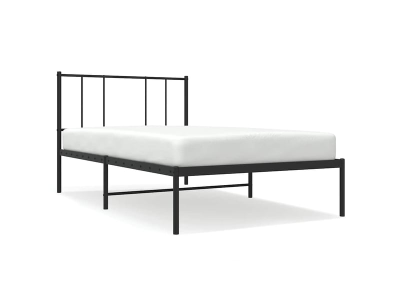  Lit simple- lit adulte -  cadre de lit métal sans matelas avec tête de lit noir 90x190 cm  - Conforama A