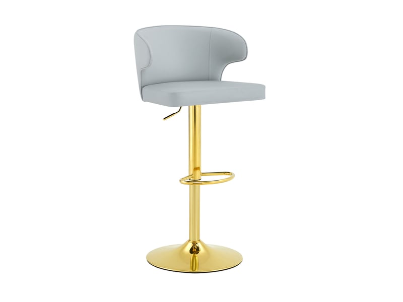  Tabouret de bar pivotant avec dossier ergonomique, hauteur réglable, repose-pieds, en pu gris clair  - Conforama A