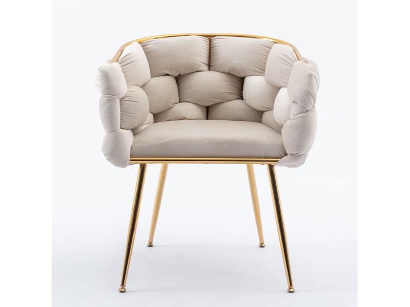  Fauteuil d'appoint moderne 73x56x75 cm - beige - lot de 2 avec accoudoirs et piètement doré  - Conforama D
