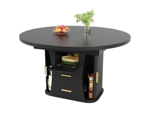 118-158 noir table à manger extensible avec rangement, design moderne, structure fonctionnelle pour cuisine et salle à manger