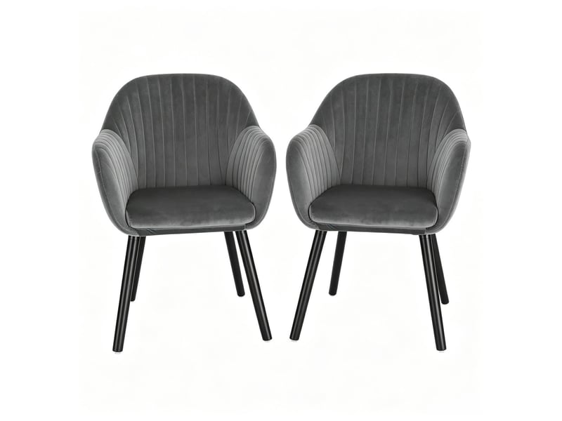  Chaise avec accoudoirs 50x42x81cm lot de 2, noir et gris foncé, bois et métal, ergonomique, salle à manger  - Conforama A