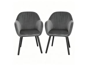 Chaise avec accoudoirs 50x42x81cm lot de 2, noir et gris foncé, bois et métal, ergonomique, salle à manger
