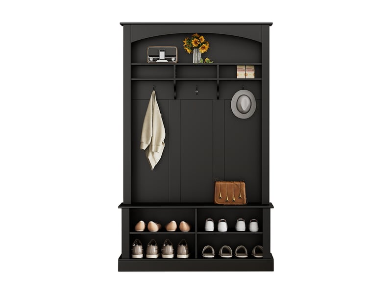  Portemanteau avec banc et rangement noir 120 x 190 cm en mdf  - Conforama W
