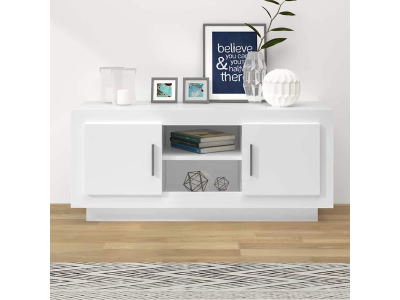  Meuble tv - banc tv - meuble de rangement blanc 102x35x45 cm bois d'ingénierie  - Conforama B
