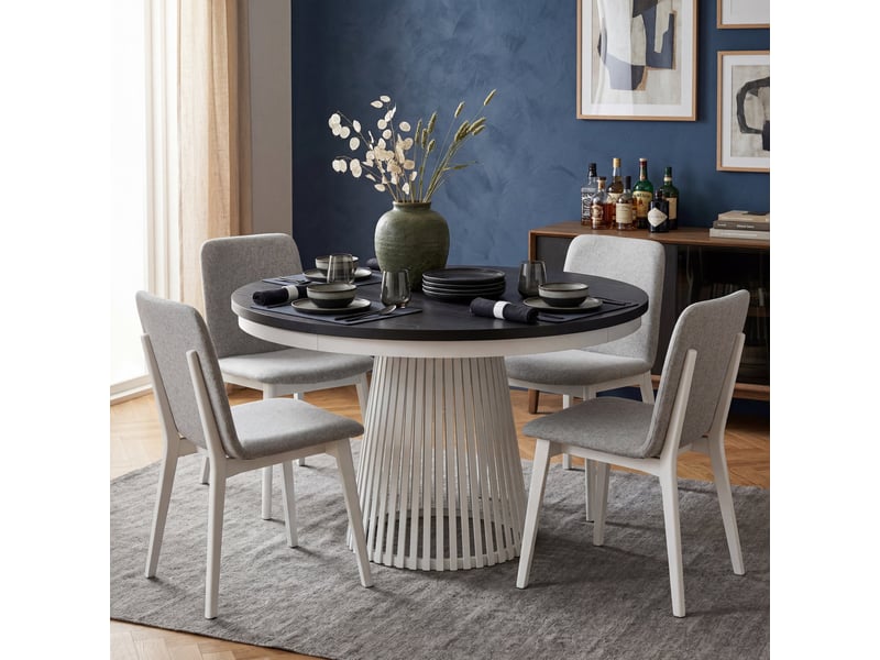  Selsey garda - table à manger ronde extensible - 100 cm - noirblanc Garda - Conforama B