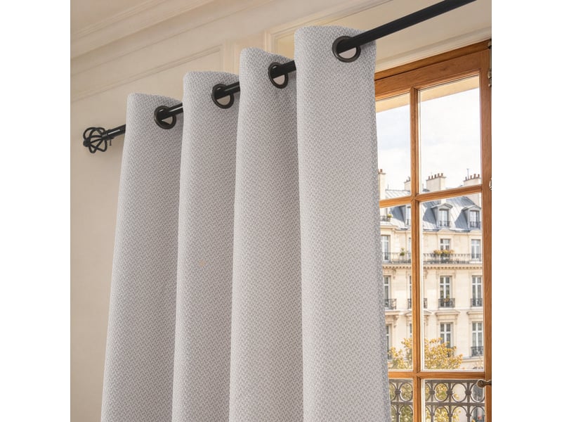  Lot de 2 rideaux à œillets 140 x 240 cm victoria fils teints jacquard  - Conforama C