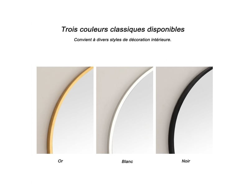 Miroir de salle de bain ovale 50x70 cm mural – cadre métal noir moderne - Conforama B