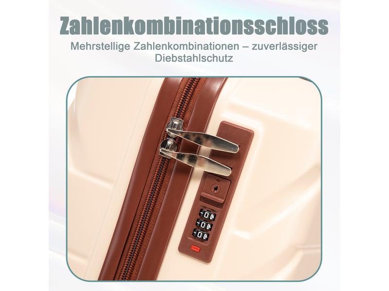 Set de valises rigides,19 pouces et 14 pouces,avec serrure,abs,beige  - Conforama E