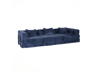 Canapé de sol convertible en lit, canapé modulaire, chenille bleu foncé
