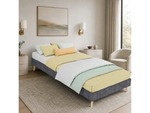 Lit simple 90x200 cm <strong>MAISENTIEL</strong>  <strong></strong> coloris gris