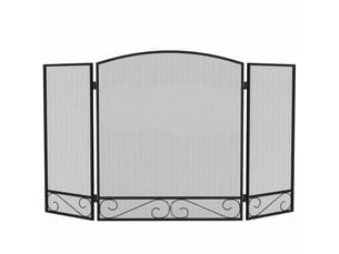 Pare feu cheminée pliable 3 panneaux métal 123 x 70 cm noir