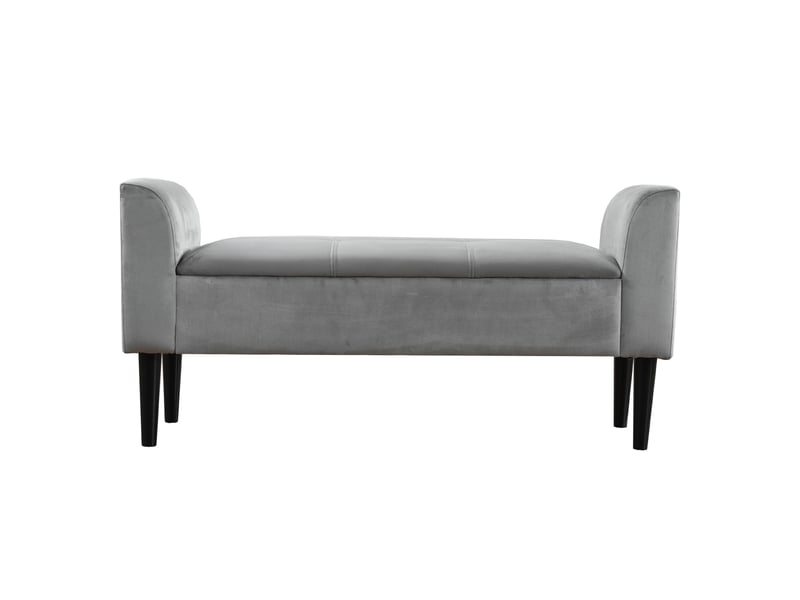  Banc de lit 116x44x56 cm avec accoudoirs, convient à différents style, motif matelassé, mdf, velours gris  - Conforama D