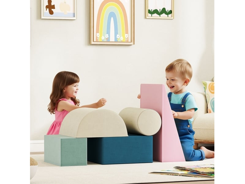  Jeu d'escalade en mousse 61x40,6x60 cm multicolore en velours, set 5 pièces pour grimper et ramper  - Conforama B
