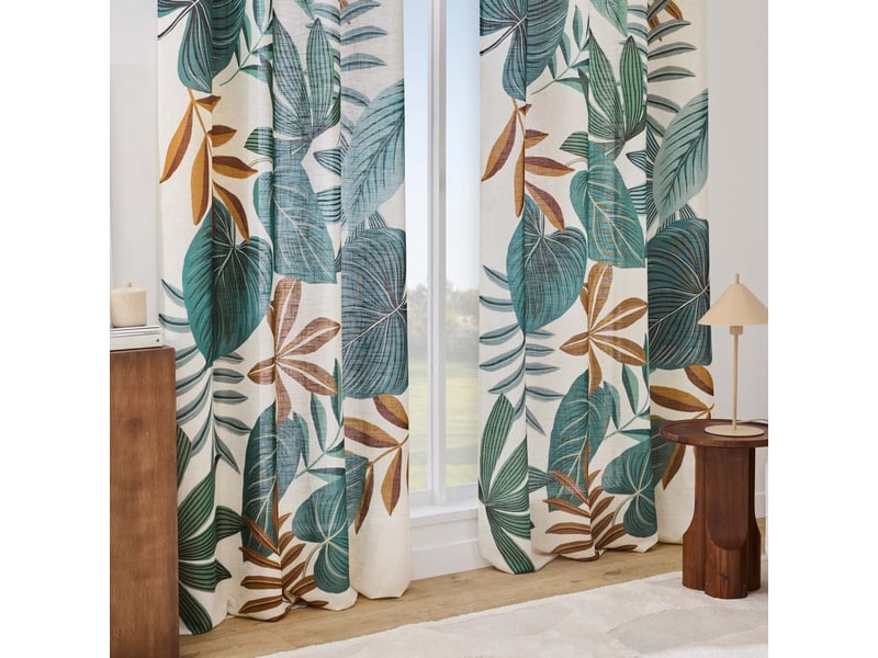  Rideau tamisant à œillets en poly-lin imprimé à motif tropical 140x260 cm  - Conforama B