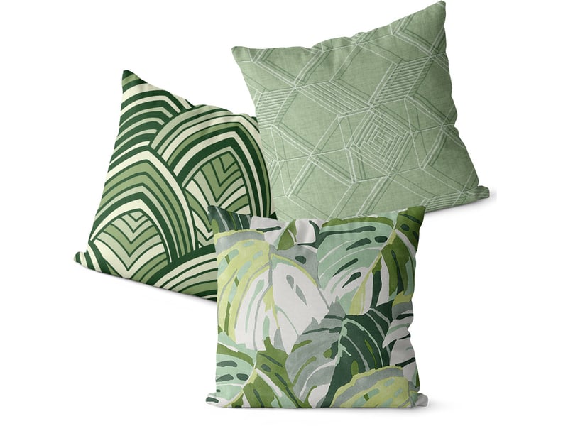  Housses de coussin 45 x 45 cm lot de 4 coussin exterieur impermeable vert double face doux taie oreiller housse coussin feuilles coussin canape pour jar  - Conforama B