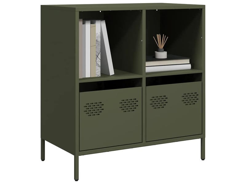  Buffet - bahut - meuble de rangement vert olive 68x39x73,5 cm acier laminé à froid  - Conforama B