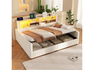 Lit banquette 140x200 cm <strong>SAPGAKS</strong> <strong></strong> coloris beige