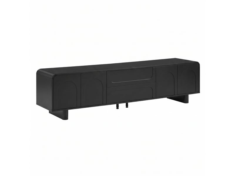  Meuble tv 4 portes 2 tiroirs en mdf et panneau de particules noir 180x40x46 cm GL7990S - Conforama B